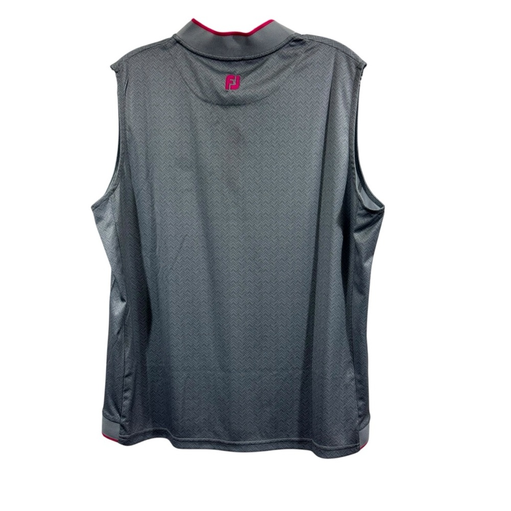 FootJoy Performance Quarter-Zip Sleeveless Golf Vest Gray Pink Chevron Sz XL NEW - Picture 2 of 10